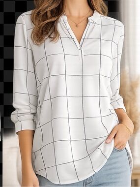 New Madison curvy black and white long sleeve Lightweight blouse tunic 2XL plus